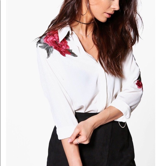 Brand new paula boutique floral applique shirt - Picture 1 of 6